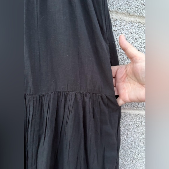 American Eagle XL Black Smocked Tiered Maxi Dress Lined Spaghetti Straps Pockets - Picture 6 of 15